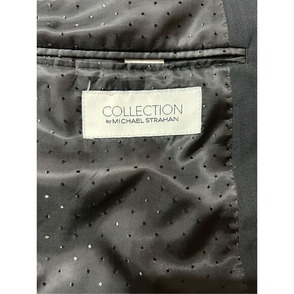 Michael Strahan Collection Dual Vents Wool Blend Black Striped Blazer Jacket 42S - Picture 4 of 8